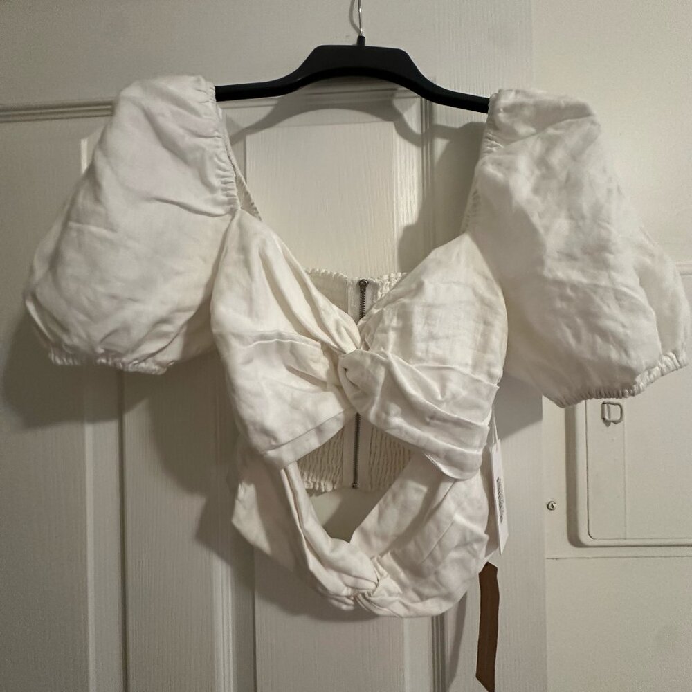 [NWT] Reformation Karina White Linen Top